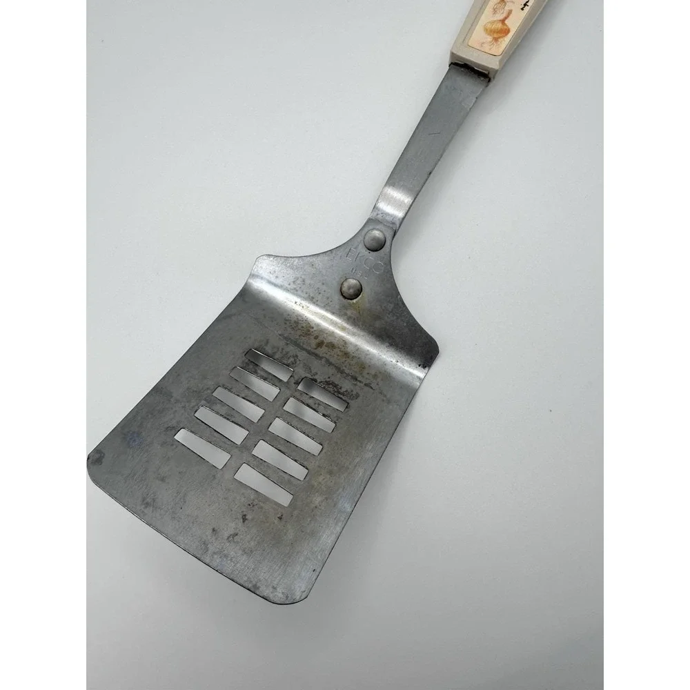 Vintage Ekco USA  Slotted Spatula Flipper Turner‎ Onion Handle Stainless